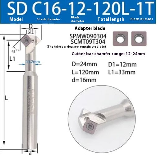 6037 45 degree inside and outside positive and negative chamfering cutter CNC rounding chamfering cutter SD SPK upper and lower bore reverse pull chamfering cutter bar Shandong Denso Pricision Tools Co.,Ltd.